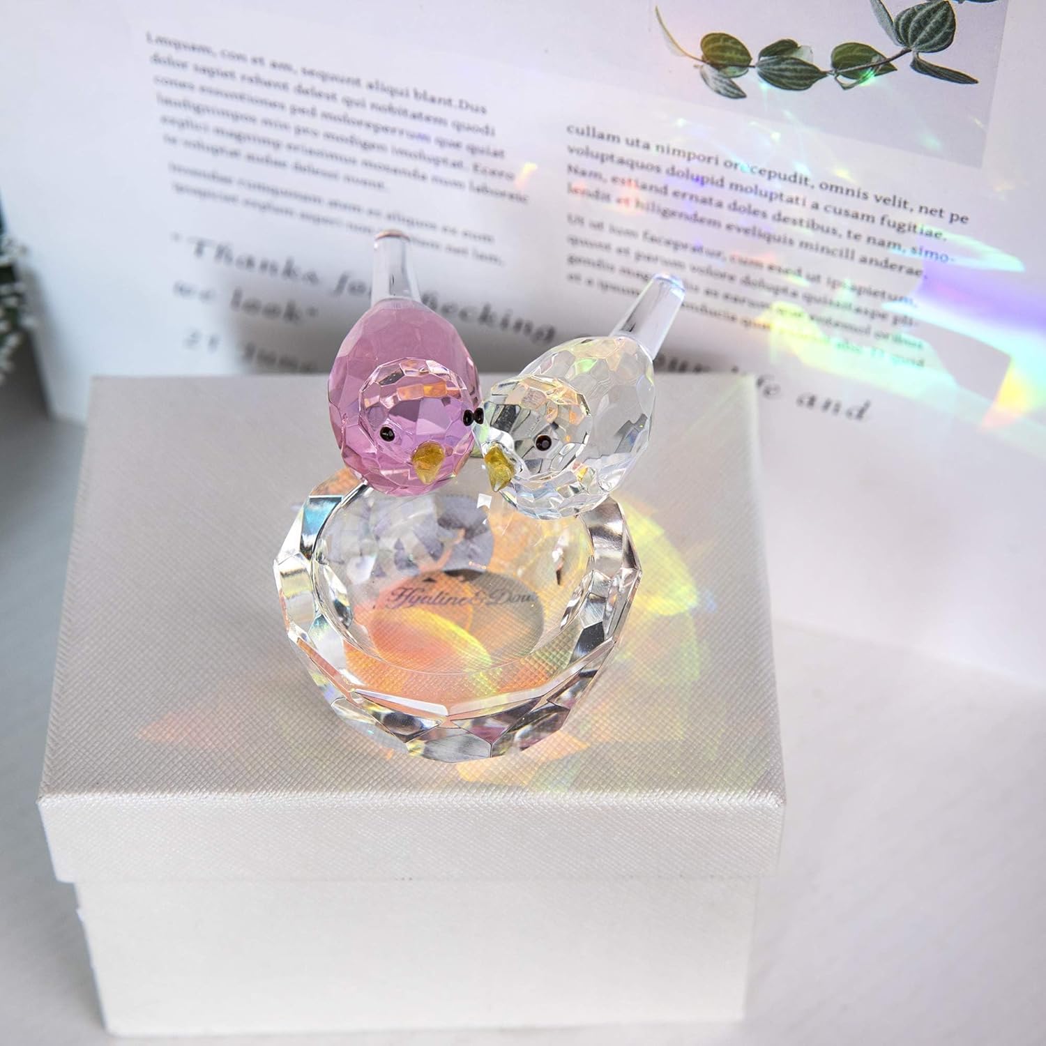 HDCRYSTALGIFTS 3.3'' Crystal Bird Figurine Collectible Art Glass Animal Figurines Table Home Decor Paperweight Valentine’s Day for Women - Image 2