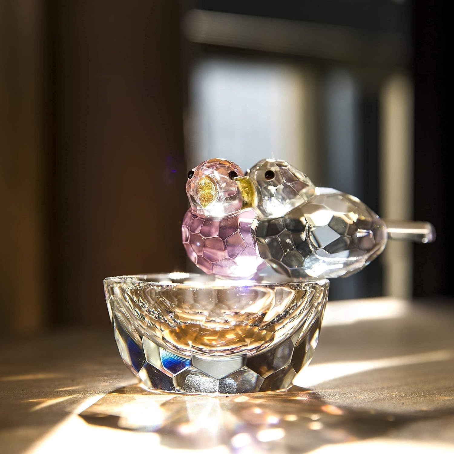 HDCRYSTALGIFTS 3.3'' Crystal Bird Figurine Collectible Art Glass Animal Figurines Table Home Decor Paperweight Valentine’s Day for Women - Image 3