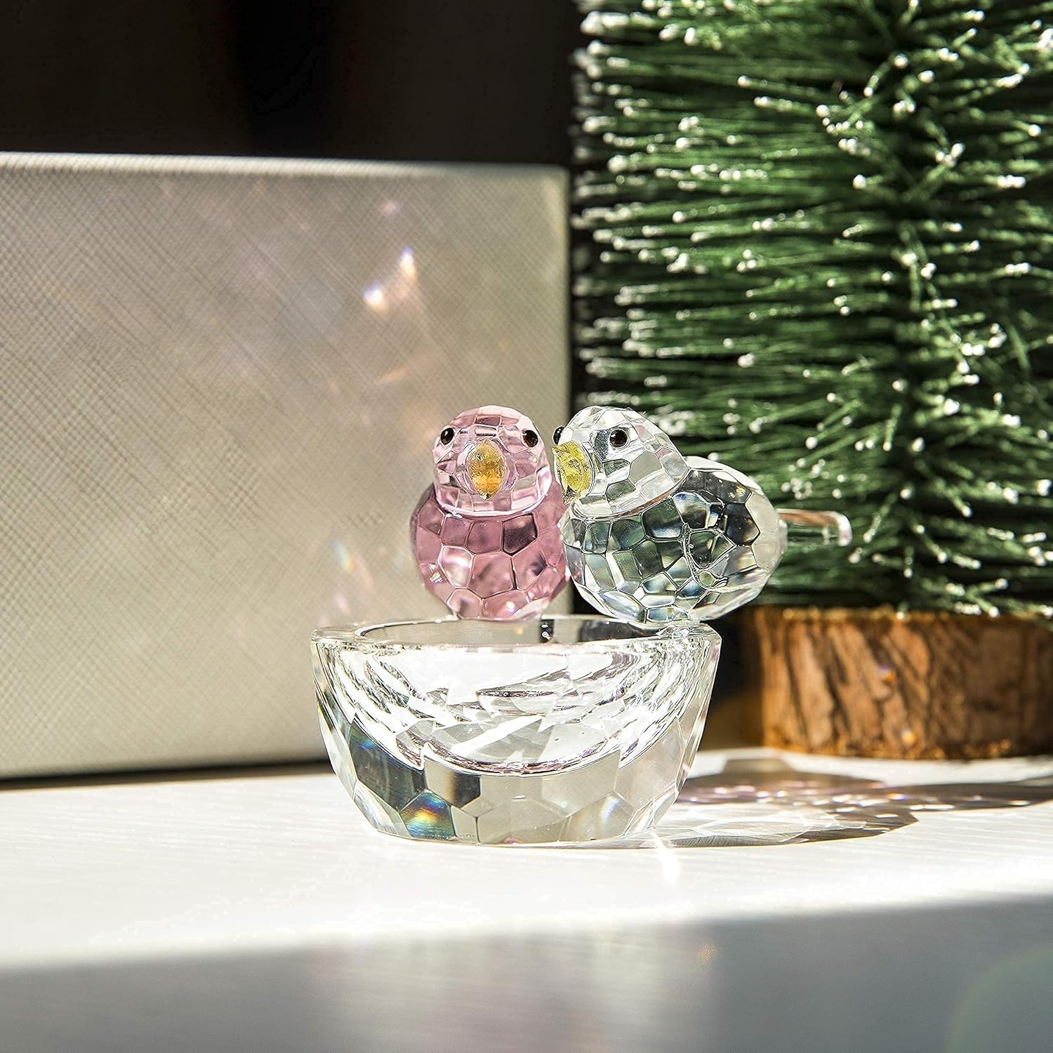 HDCRYSTALGIFTS 3.3'' Crystal Bird Figurine Collectible Art Glass Animal Figurines Table Home Decor Paperweight Valentine’s Day for Women - Image 4