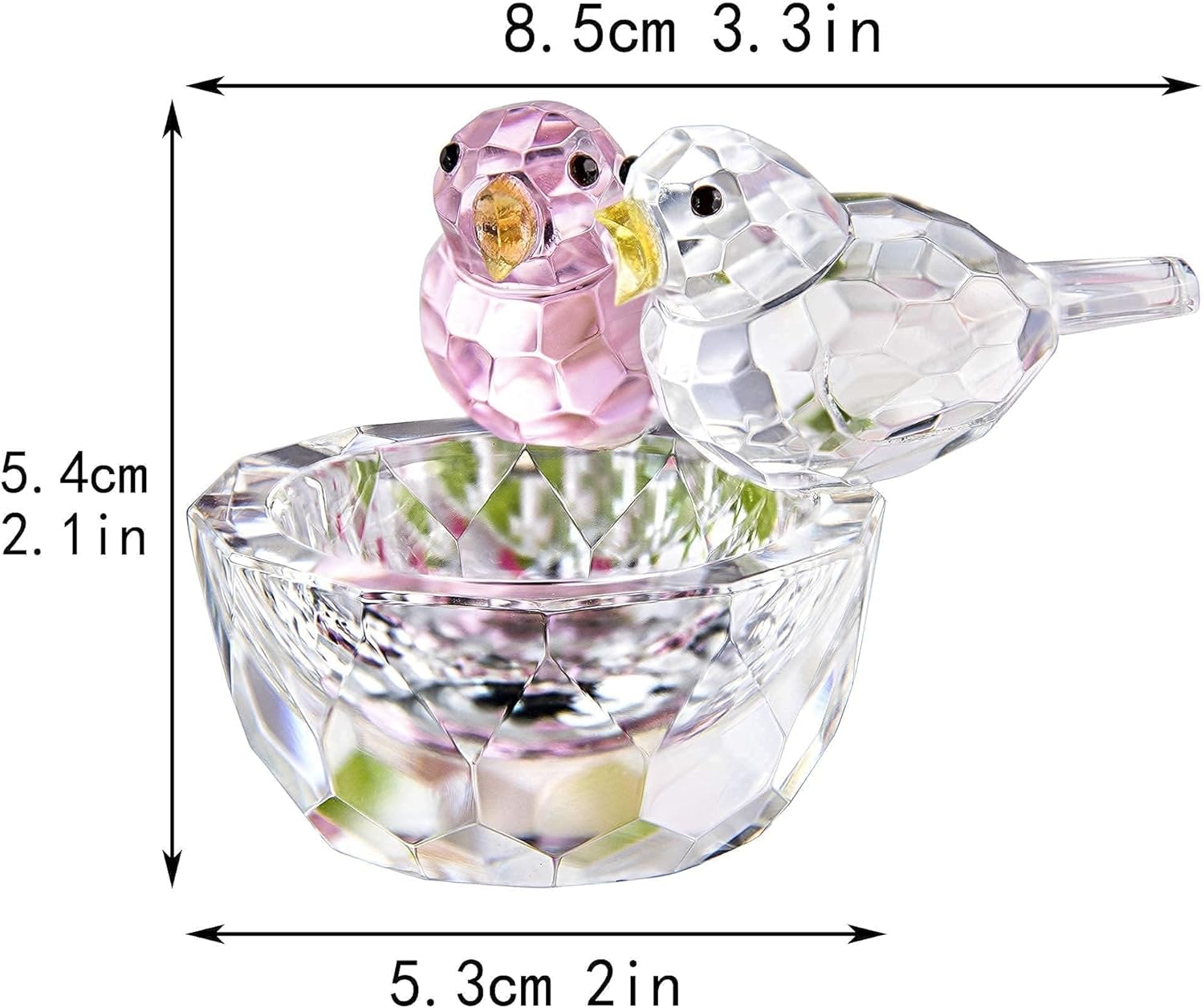 HDCRYSTALGIFTS 3.3'' Crystal Bird Figurine Collectible Art Glass Animal Figurines Table Home Decor Paperweight Valentine’s Day for Women - Image 6