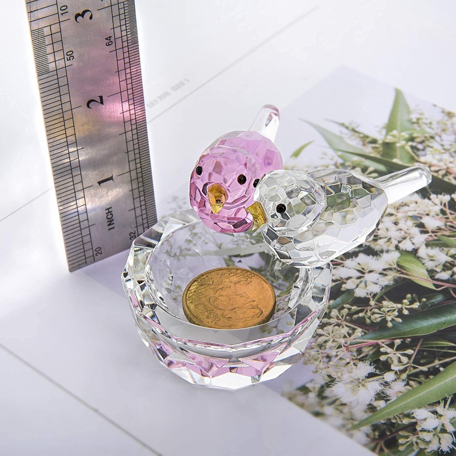 HDCRYSTALGIFTS 3.3'' Crystal Bird Figurine Collectible Art Glass Animal Figurines Table Home Decor Paperweight Valentine’s Day for Women - Image 7