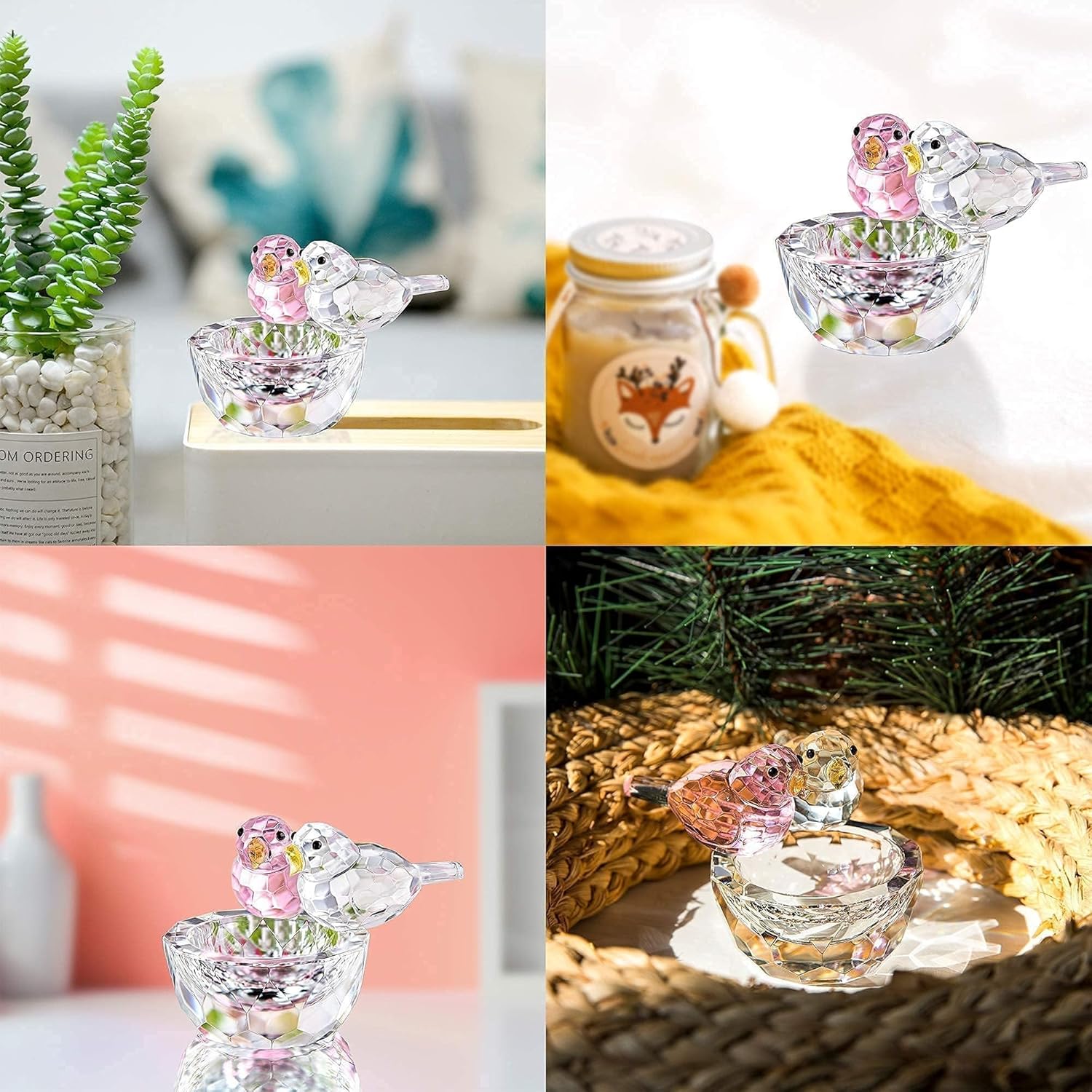 HDCRYSTALGIFTS 3.3'' Crystal Bird Figurine Collectible Art Glass Animal Figurines Table Home Decor Paperweight Valentine’s Day for Women - Image 8